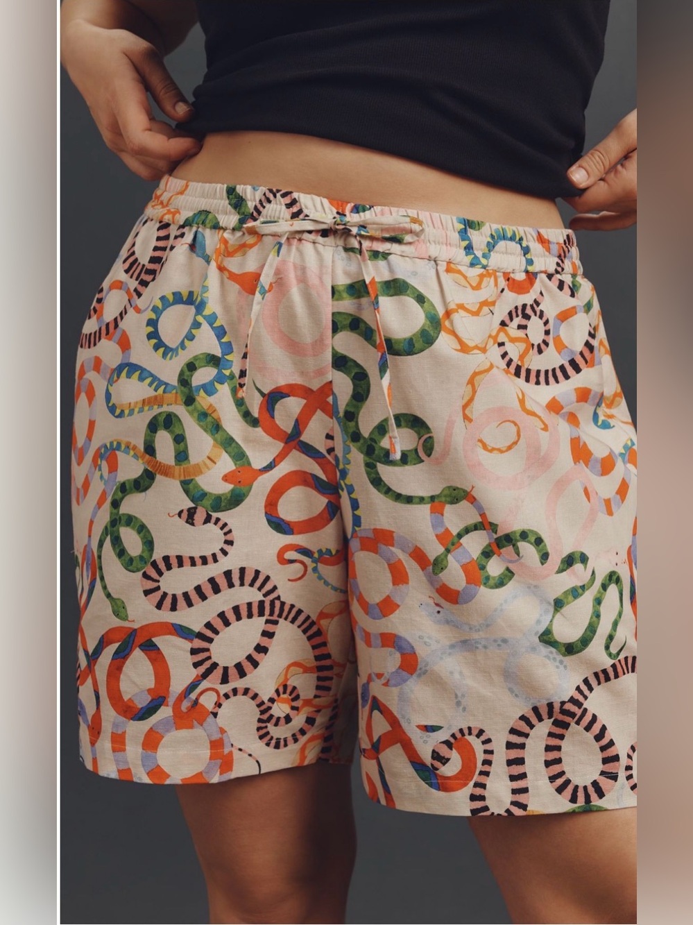 Rachel Antonoff Multicolor Snake-Print Linen-Cotton Shorts 2X Anthropologie EUC - Picture 5 of 13